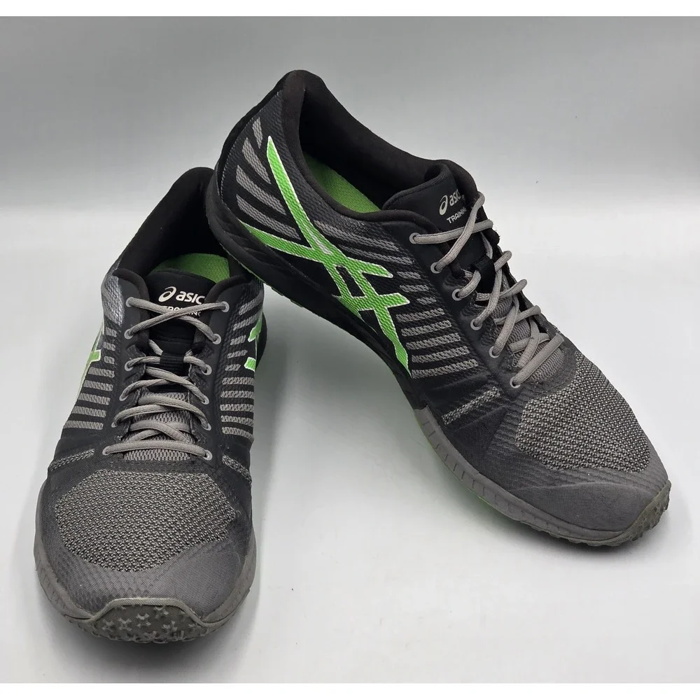 Asics FuzeX TR Mens Size 11 US Gray Black Green Athletic Training Sneakers S613N